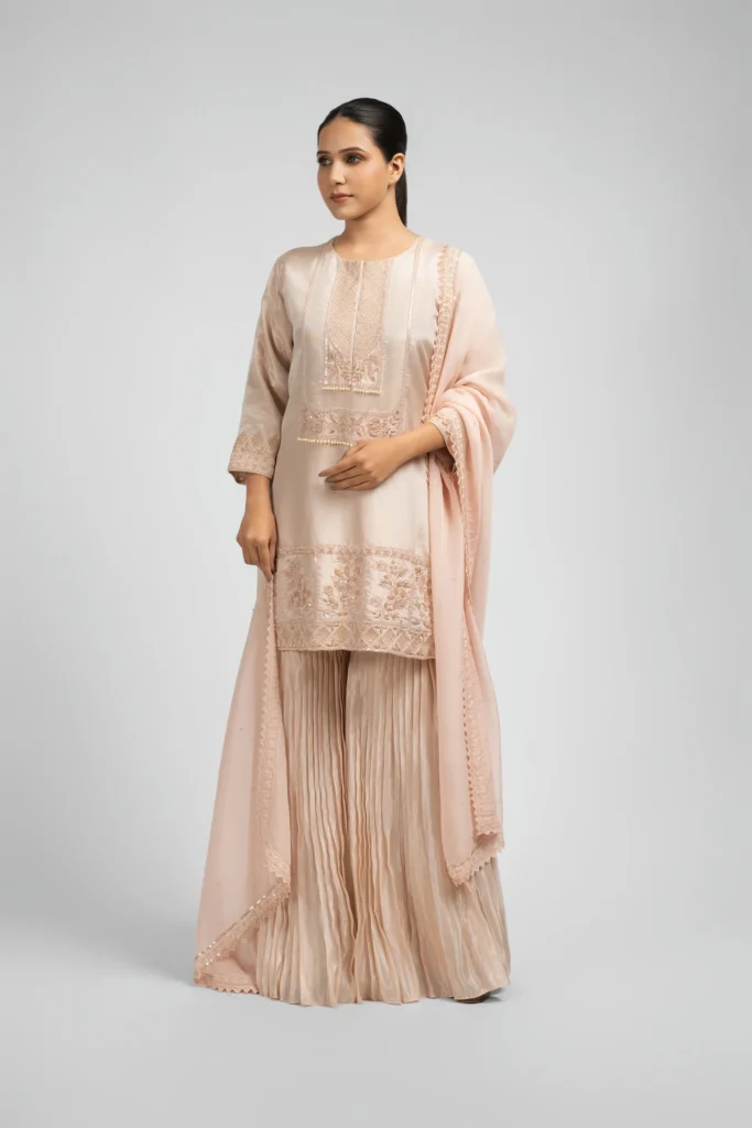 Sharara suit with sequin dupatta for sangeet